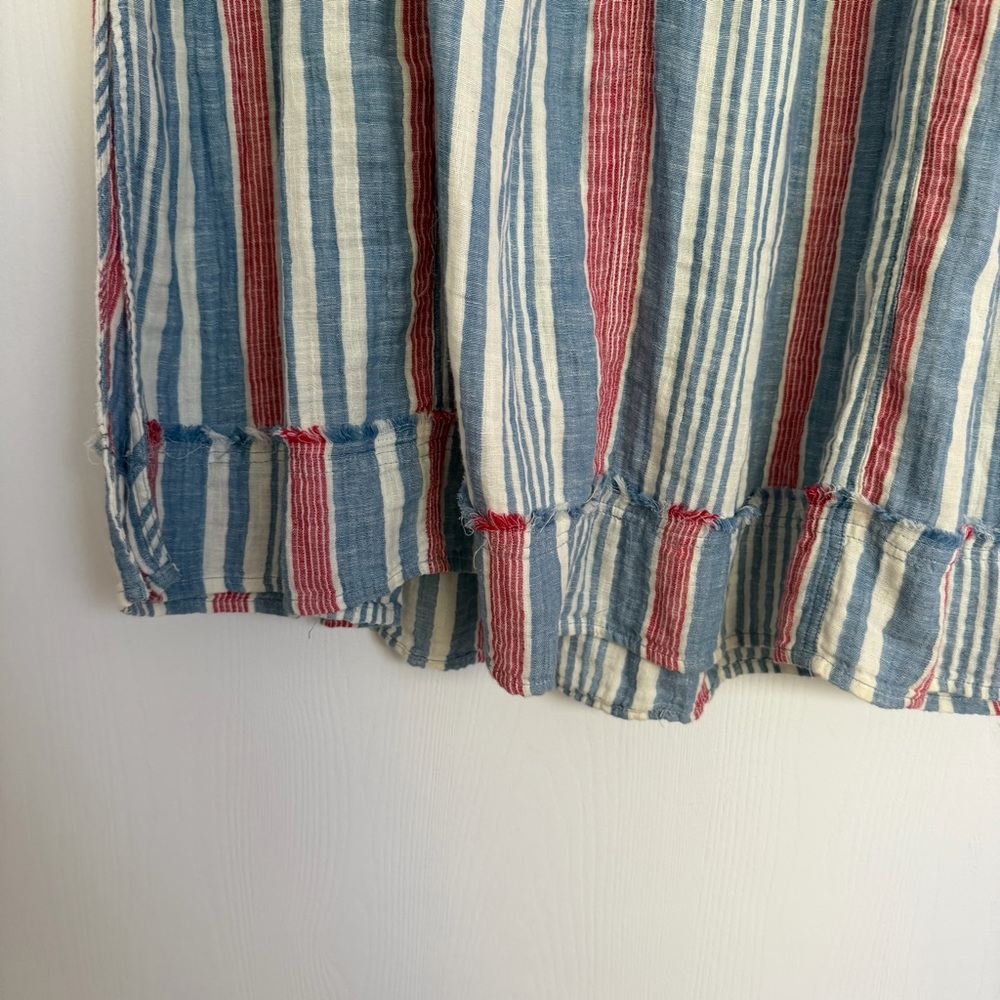 Free People We The Free Surf Stripe Maxi Top Cotton Linen Blend Beach Vacation - Picture 5 of 15